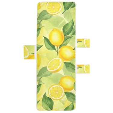 Imagem de Yellow Lemons Print Chaise Lounge Chair Cover Toalha Toalhas de Cadeira de Praia com Bolso Superior Ajustado Espreguiçadeira de Praia Externa 215,9 cm x 76,2 cm