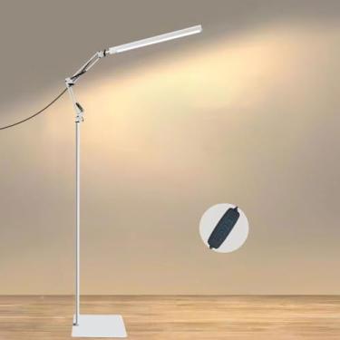 Imagem de Luminária de chão LED com 10 níveis de brilho ajustáveis, rotação de 360° e design dobrável de 180°, 3 velocidades de dimerização, interruptor inteligente de botão, altura ajustável, luz bra