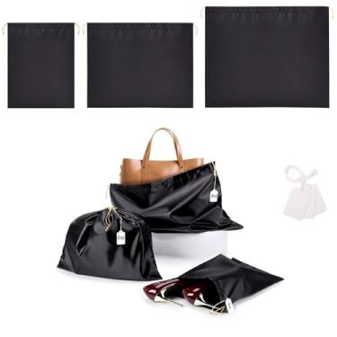 Imagem de Ewen Sacos de pó de cetim com cordão, bolsas organizadoras à prova de poeira para bolsas de mão, organização de sapatos, Preto, 3pcs Mixed, 3 peças mistas