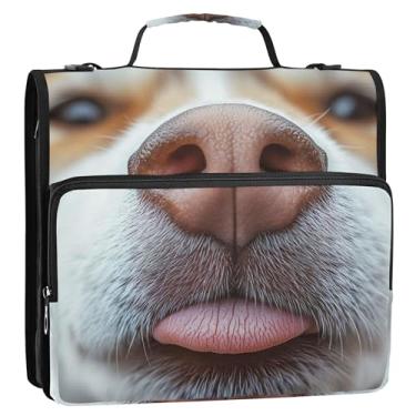 Imagem de Engraçado Husky Nose Close Up 3 cm 3 argolas fichário resistente organizador de fichários escolares bolsa com alça de ombro portfólio e estojo suporte de pasta de anel