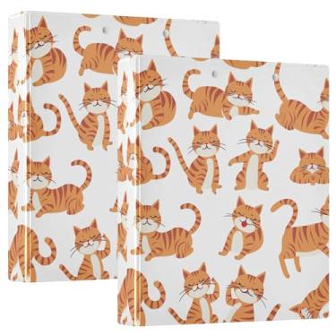 Imagem de Fichários personalizados com estampa de gato laranja de 3,8 cm, 3 anéis, 200 folhas, pastas, anel redondo, fichário resistente, 31,5 x 27 x 6 cm, 1 pacote