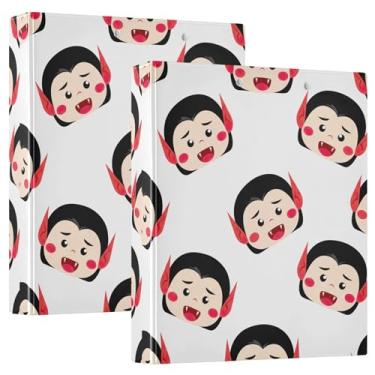 Imagem de Cute Vampire Faces 3 fichários de 3,8 cm comporta 200 folhas, portfólio de pastas portáteis, anel redondo, fichário de escritório, 31,5 x 27 x 6 cm, 1 pacote