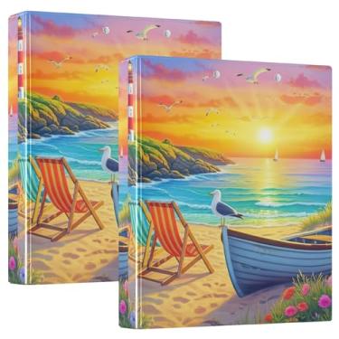 Imagem de Fichários personalizados para farol costeiro de 3 cm, 3 anéis, 200 folhas, anel redondo, fichário, 31,5 x 27 x 6 cm, pacote com 2