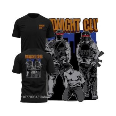 Imagem de Camiseta Tática Masculina De Algodão Respirável Manga Curta Gola Redon