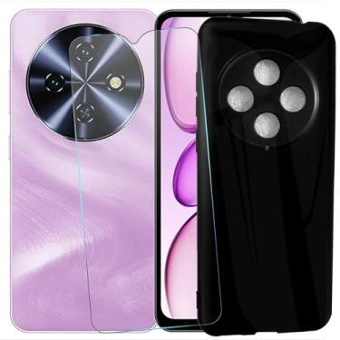 Imagem de MAOUICI Capa para celular Oukitel C5, capa macia de TPU antiimpressão digital, para Oukitel C5 protetor de tela de vidro temperado [1 unidade] [6,5 polegadas]