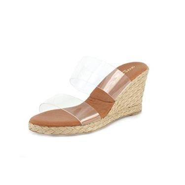 Imagem de André Assous Sandália feminina Anfisa Espadrille Wedge, Transparente., 36