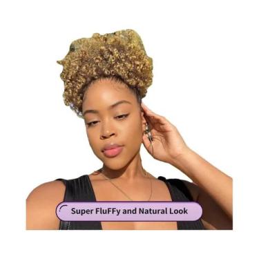 Imagem de Penteado Afro Curto E Cacheado Sintético Com Cordão Para Mulheres Negr