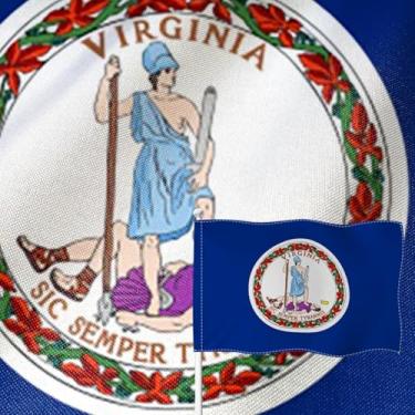 Imagem de YongFoto Bandeira do Estado da Virgínia 0,9 x 1,5 m Faixa VA de serapilheira dupla face quatro lados costurada cor vívida durável resistente a UV resistente ao desbotamento à prova de intempéries