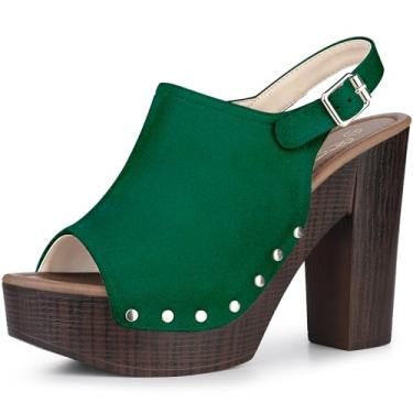 Imagem de Perphy Sandálias femininas de salto alto com plataforma Slingback, Verde, 39