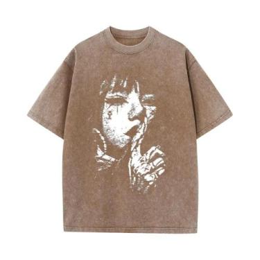 Imagem de Camiseta Masculina Y2K Preta De Algodão Lavado Com Estampa Gráfica Har