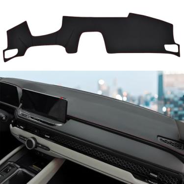 Imagem de REPOYUL Apto para Honda Accord 2023 2024 2025 2026 painel preto painel capa painel painel protetor de almofada de microfibra borda atualizada (com HUD, costura vermelha)