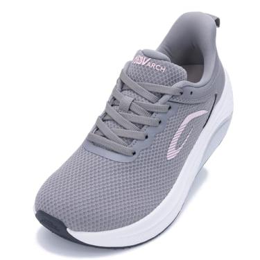 Imagem de IIV Sapatos femininos de bico largo | Sapatos de caminhada com suporte de arco | Tênis ortopédico para joanetes | Fascite plantar, Cinza - C, 7 Wide