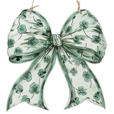 Imagem de laffact Placa de porta retrô do dia de São Patrício - 1 peça de placa de porta estilo trevo com arco vintage estilo trevo rústico placa de madeira pendurada placa de parede decoração de São Patrício