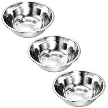 Imagem de Kit 3 Tigela Bacia Bowl De Inox Redonda com Capacidade de 350mL Cozinh