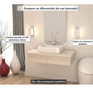 Imagem de Bancada Para Banheiro 80cm Com Cuba Aria Rt41 800w Metrópole Compace