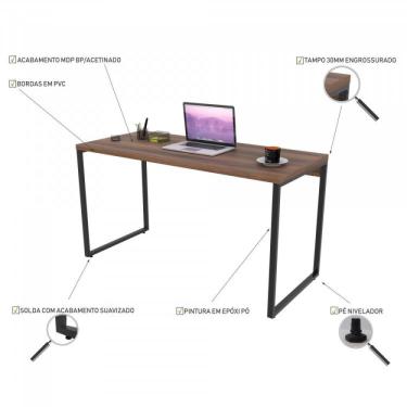 Imagem de Mesa para Escritório Office Estilo Industrial 135cm Kuadra Compace Nogal