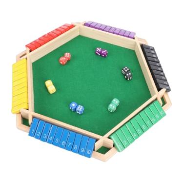 Imagem de SPYMINNPOO Fechar o Jogo da Caixa, 2-6 Jogadores Fechar o Jogo de Dados da Caixa 6 Lados 10 Números Placa de Madeira Brinquedo de Matemática para Viagens de Festa Em Casa