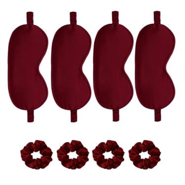 Imagem de Máscara de cetim para os olhos, 8 peças, máscaras de seda para dormir, sombra de olhos sedosa, blecaute, cobertura para olhos, laços de cabelo, presentes de casamento