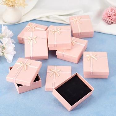 Imagem de 1 caixa de papelão retangular de 87 x 67 x 26 mm com laço, caixa de presente de joias faça você mesmo, embalagem com esponja para colar, brincos, pulseira, relógios pequenos, pingentes, pingentes, dia