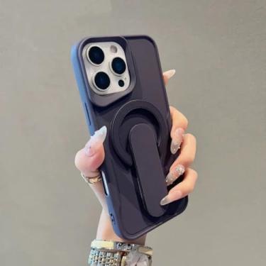 Imagem de Capa de celular com suporte invisível em silicone líquido para iPhone 16, 15, 14, 13, 12, 11 Pro Max com carregamento sem fio magnético (para iPhone 16 Pro/Roxo)