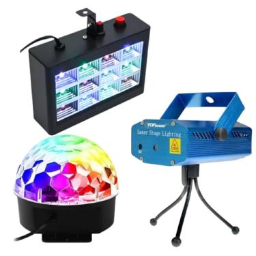 Imagem de Kit Iluminação Para Festas 3x1 Strobo12v-BF Laser RGB Globo 127/220v (RGB)