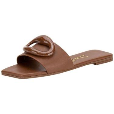 Imagem de Tamanco feminino flat vizzano 6553101, Café, 37