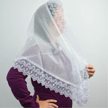 Imagem de Véu Ccb Adulto Renda Larga Organza Musical Organista Congregação Crist