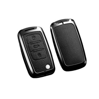 Imagem de Capa protetora para chave remota de carro, capa completa, bolsa compatível com Skoda Octavia A5 A7 Fabia Superb Kodiaq Karoq Acessórios para chaveiro automotivo(A-black)