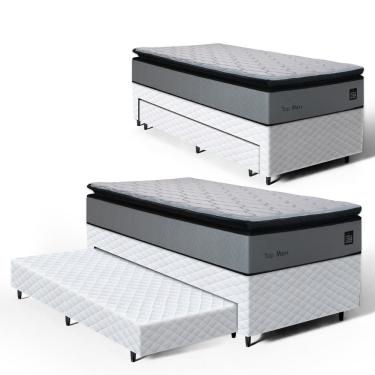 Imagem de Cama Box com Colchão de Espuma D33 Pillow Top Maxx + Auxiliar de Espuma Unique Solteiro 88cm