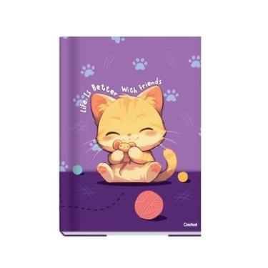Imagem de Caderno Brochura Pequeno A5 LALA Pets Coleção 2026 80 Fls Credeal Costurado Infantil Animais Fofinhos Tamanho 140x202mm (Roxo)