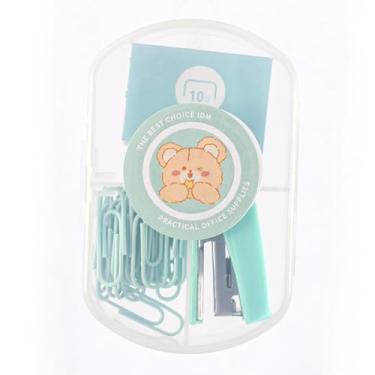 Imagem de Conjunto criativo de papelaria – 400 grampos, grampeador e 20 clipes de papel para estudantes