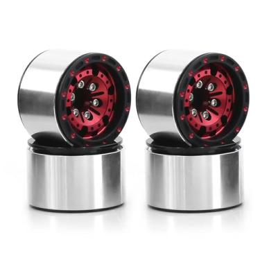 Imagem de MYHWDRNU Peças de carro RC compatíveis com TRX4M para Axial para SCX24 1/18 1/24 RC Crawler Car Upgrade Parts 4pcs 2.5 cm Metal Beadlock Roda Hub Roda Jante (Vermelho)