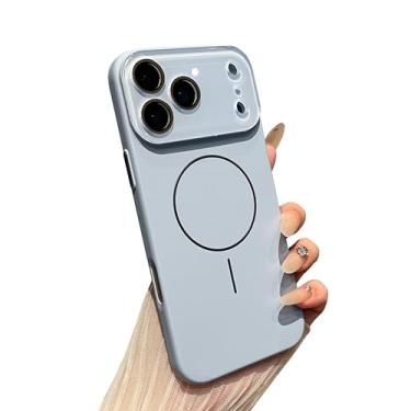 Imagem de Caseative Capa magnética de cor sólida com proteção de lente de câmera completa para iPhone, compatível com carregamento sem fio MagSafe (azul, iPhone 16 Pro)