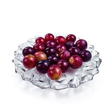 Imagem de Pratos de frutas decoração tigela rasa de lótus bandeja plana de vidro cristal casa transparente doces frutas secas corte rosto mesa ornamento decorativo utensílios de cozinha pratos de frutas/prato