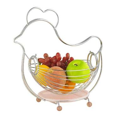 Imagem de U5GAAALPPQ9 Suporte de flores de aço inoxidável prata cesta de frutas ralo sala de estar tigela de frutas cozinha pintinho tipo 36 22 36 cm prateleira rack ralo tigela rack