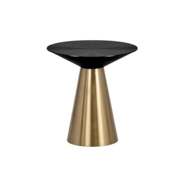 Imagem de Mesa de centro pequena moderna, lateral móvel simples, redonda feita de metal, aparador de sofá, canto de cabeceira simples (pequeno)