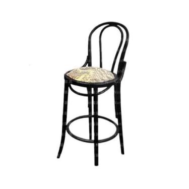 Imagem de Banqueta de cozinha estilo rústico banco alto de madeira maciça estilo vintage cadeira escandinava escandinava com encosto alto para uso doméstico cadeiras de bar (preto)