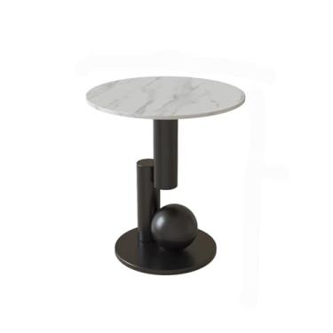 Imagem de Mesa de centro pequena moderna redonda de metal para sala de estar quarto mesa de canto para sofá de hotel mesa de cabeceira simples (preto)