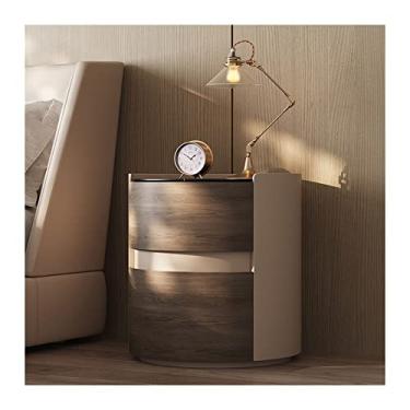 Imagem de Mesa de cabeceira redonda moderna de alta qualidade mesa de cabeceira armazenamento mesa lateral 2 gavetas mesa de cabeceira para casa pequenos espaços, sala de estar, quarto prático (L40xD40xH50cm)