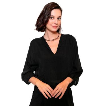 Imagem de Blusa Feminina Biamar Liocel Gola V Manga Longa Preto-Feminino