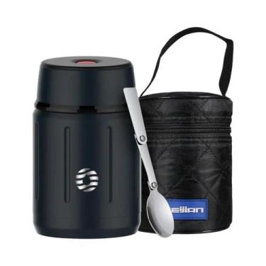 Imagem de Marmita Portátil De Aço Inoxidável Isolada Com Colher Dobrável Para Es