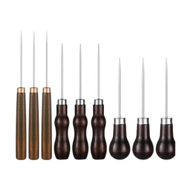 Imagem de Sclmgo Conjunto de 9 Peças Incluindo Sovela, Acessórios de Costura, Cabo de Madeira, Sovelas Versáteis de, Furadores para Artesanato E Marcador de C