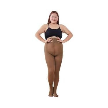 Imagem de Meias-calças Brancas plus Size Femininas 150kg 120D Cintura Alta Quent