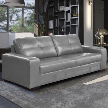 Imagem de Sofá Decorativo 2 Lugares Turim 150cm Couro Cinza G58 - Gran Belo