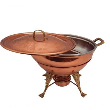 Imagem de Rechaud Fogareiro Redondo E Panela Em Cobre Banho Maria 5L