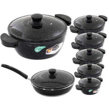Imagem de Jogo De Panelas 7 Peças Gulê Alumínio Fundido Preto