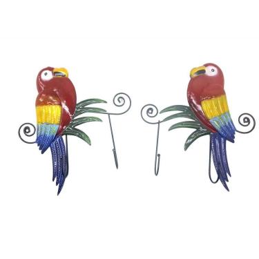 Imagem de Gancho De Metal Duplo Para Bone Arara Vermelha Kit Com 2