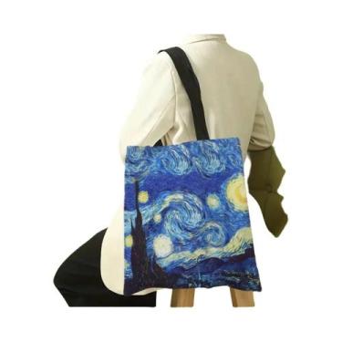 Imagem de Bolsa De Linho Série Van Gogh Noite Estrelada E Girassol, Leve, De Omb