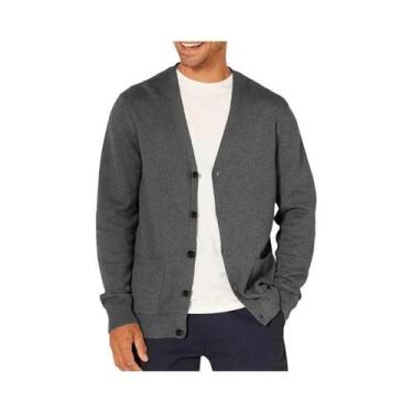 Imagem de Cardigã Masculino Oversized De Lã Com Decote Em V E Manga Longa, Leve 