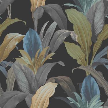 Imagem de Papel de Parede Botany House Garden Azul e Preto 15519